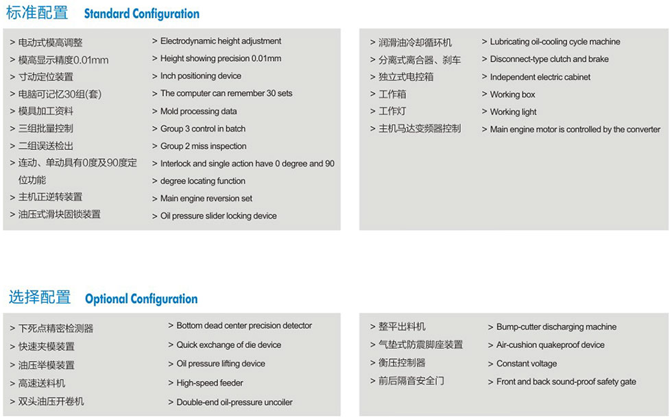 龍門(mén)高速?zèng)_床附屬裝置,H型高速?zèng)_床標(biāo)準(zhǔn)配置